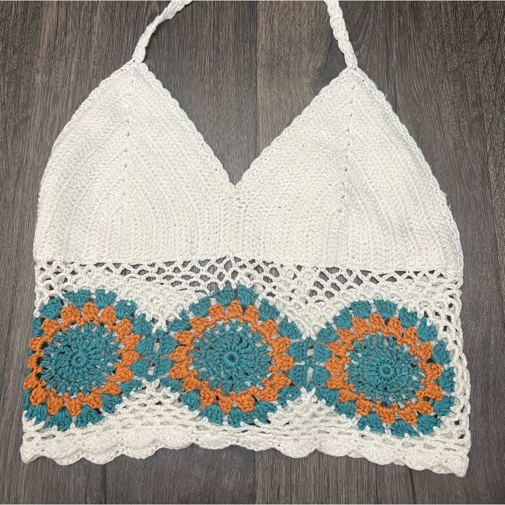 LA Hearts Boho Crochet White Women’s Size Xs/S Festival Cottage Halter Top